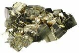 Cubic Pyrite Crystal Cluster with Scalenohedral Calcite - Peru #167733-2